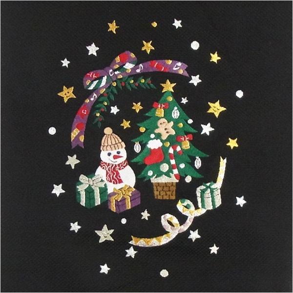 仕立て済み 名古屋帯 正絹 黒 クリスマス 雪だるま 〜クリスマスツリー