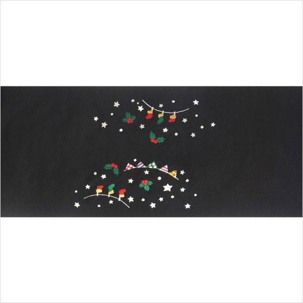 仕立て済み 名古屋帯 正絹 黒 クリスマス 雪だるま 〜クリスマスツリー