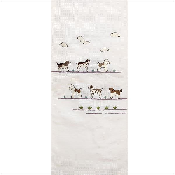 名古屋帯 正絹 白 いぬ 〜犬と雲〜 クリーム 京玉響 西陣織 : 名古屋帯