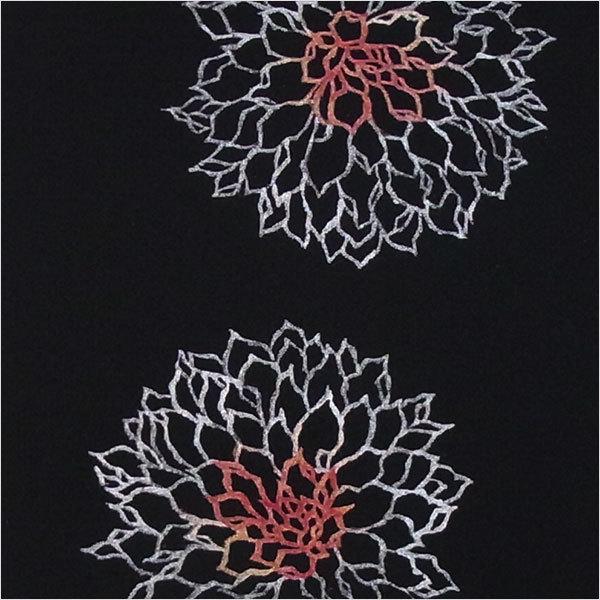 名古屋帯 正絹 手描き 「万寿菊」 黒 京玉響 : 名古屋帯と半幅帯 西陣