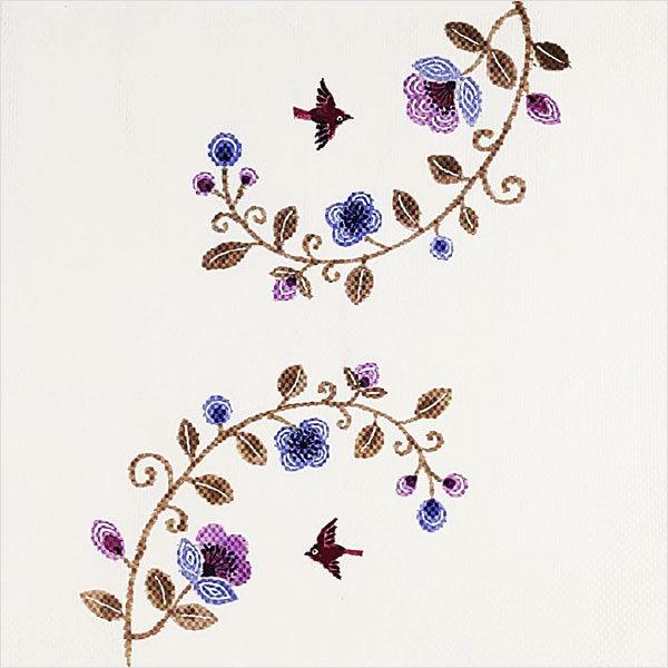 名古屋帯 正絹 手描き 「花と動物たち」 淡緑 淡黄 灰 白 京玉響