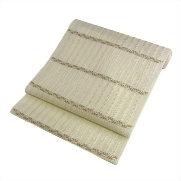 名古屋帯 正絹 西陣織 絽 夏帯 横縞柄 砂色 : 名古屋帯と半幅帯 西陣