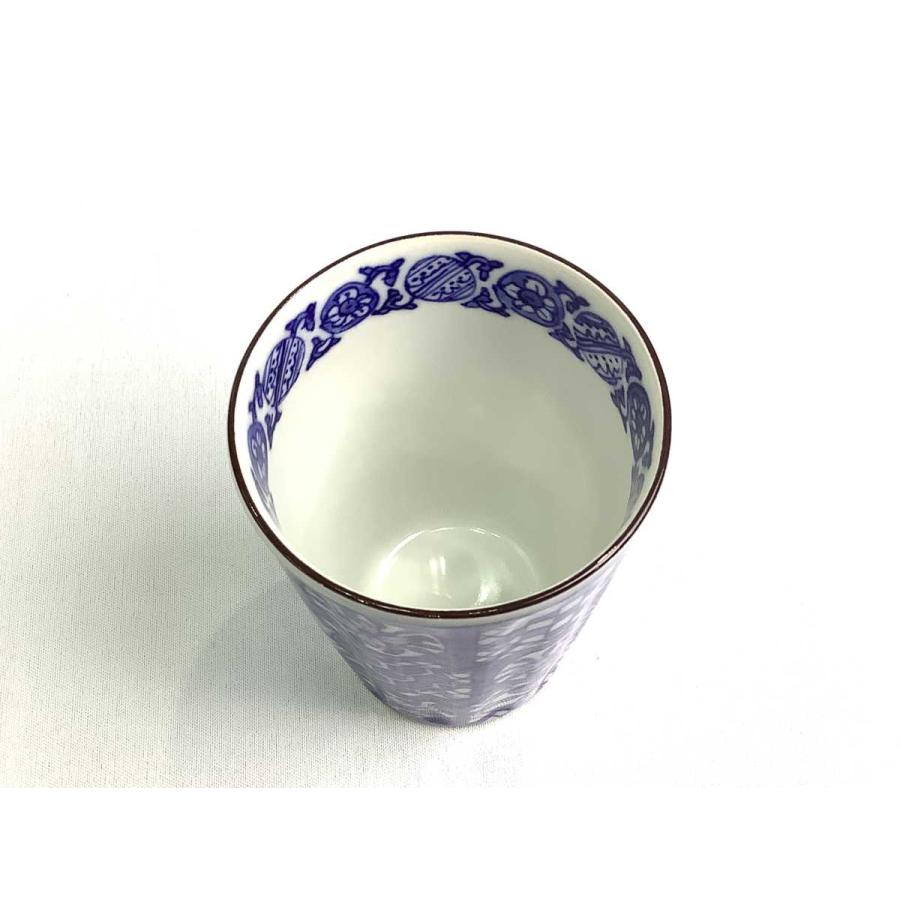 京焼・清水焼 矢野正三（碧黄石窯） 染付丸紋長湯呑 : 京焼・清水焼