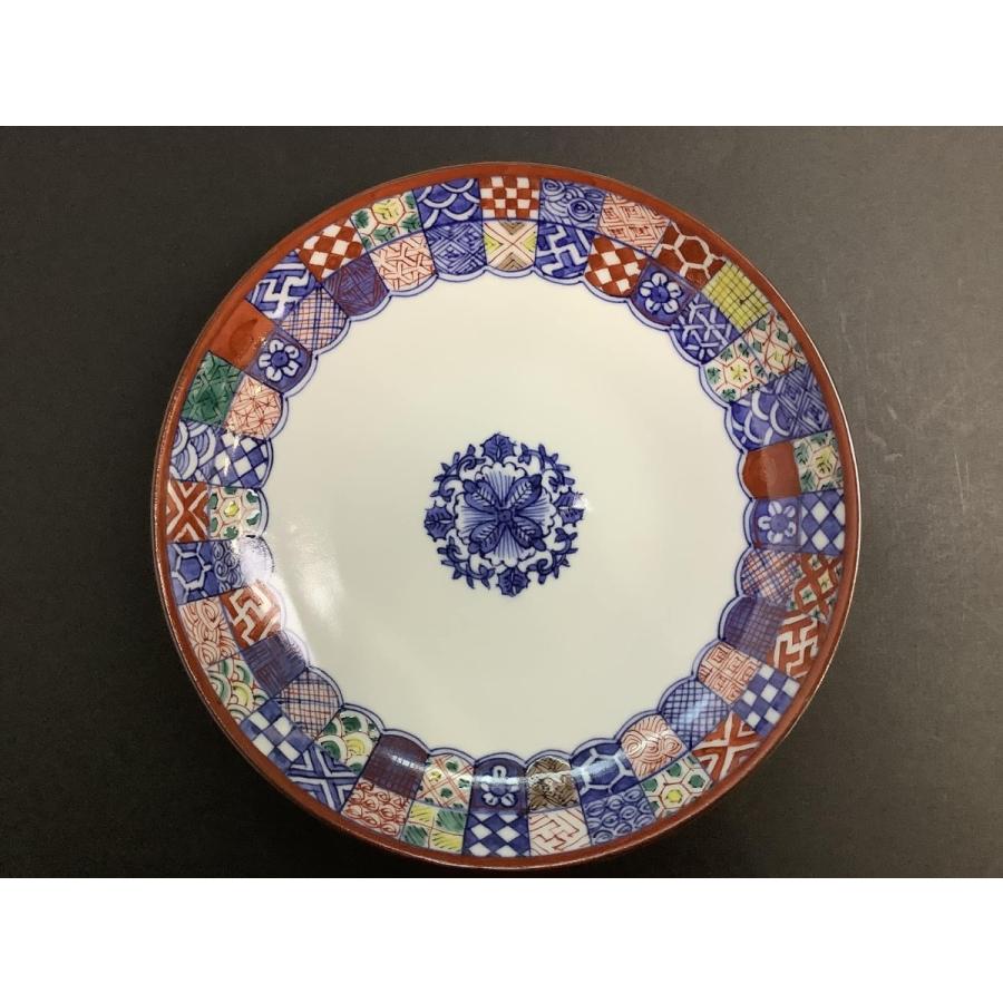 京焼・清水焼 矢野正三（碧黄石窯） 内白桝色小紋 6寸皿 : 京焼