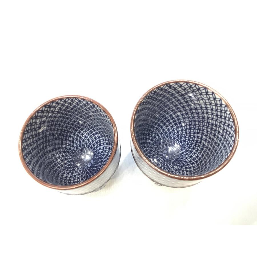 京焼・清水焼 繁友孝峰 染付全面七宝書詰組湯呑 : 京焼・清水焼専門店