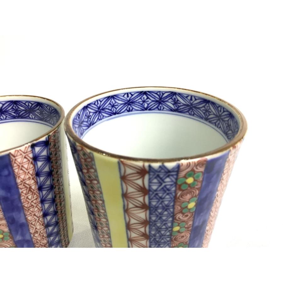 京焼・清水焼 加藤雲泉（雲泉窯） 染付色絵風船小紋組湯呑