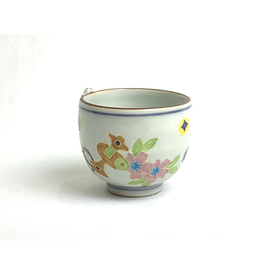 京焼・清水焼 武内裕（秀峰窯） 一閑人交趾宝草花ぐい呑（緑） : 京焼