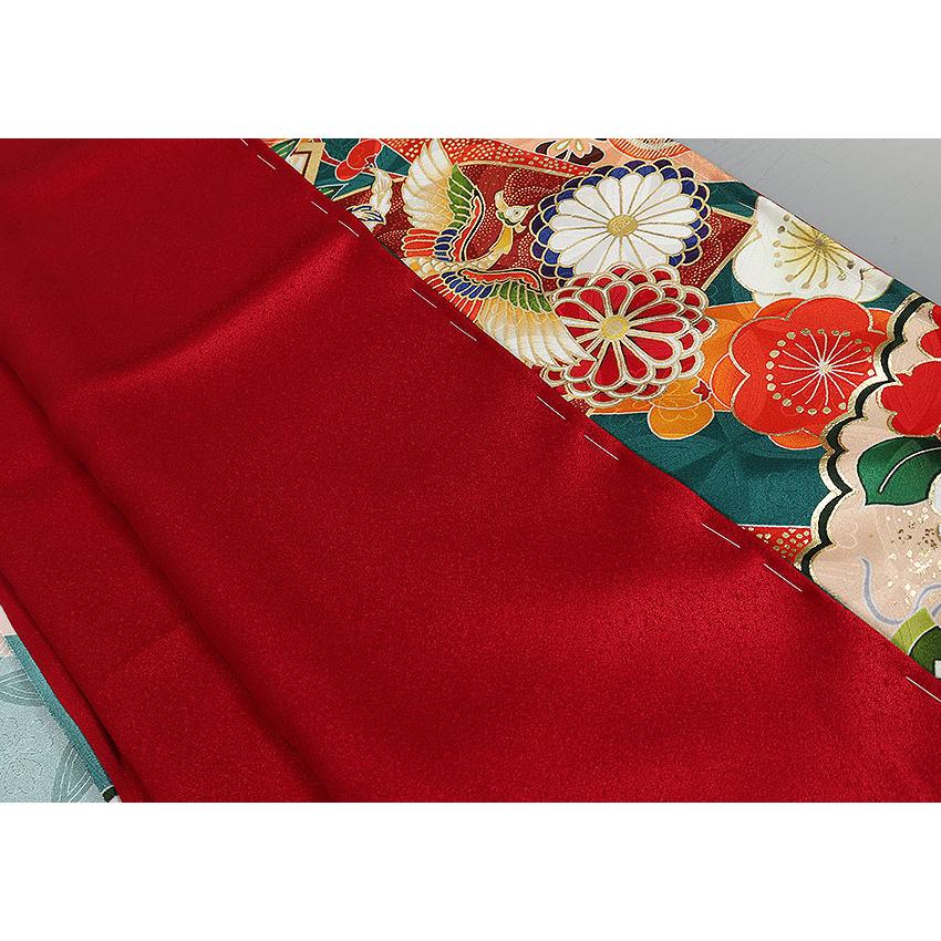 お誂え仕立付振袖 成人式振袖購入 b156-1 ブルーグリーン・深海色/古典