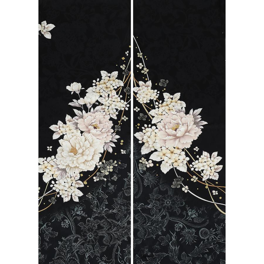 単品振袖 成人式振袖購入 b2804-1 ブラック・黒地/唐草華柄 : きもの京 