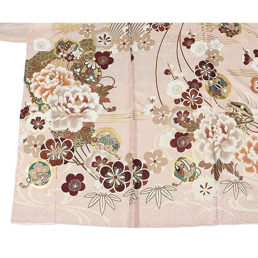 ☆未使用☆振袖　単品　化繊　薄ピンク系八咫烏模様振袖 ☆未使用☆振袖 単品 化繊 薄ピンク系八咫烏模様振袖