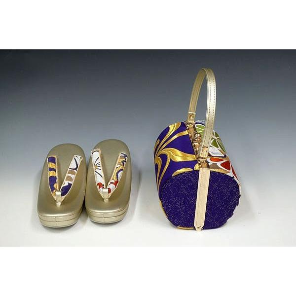 振袖用-草履バッグセット 西陣帯地 dazo9000-4 2枚芯L寸 パープル・紫