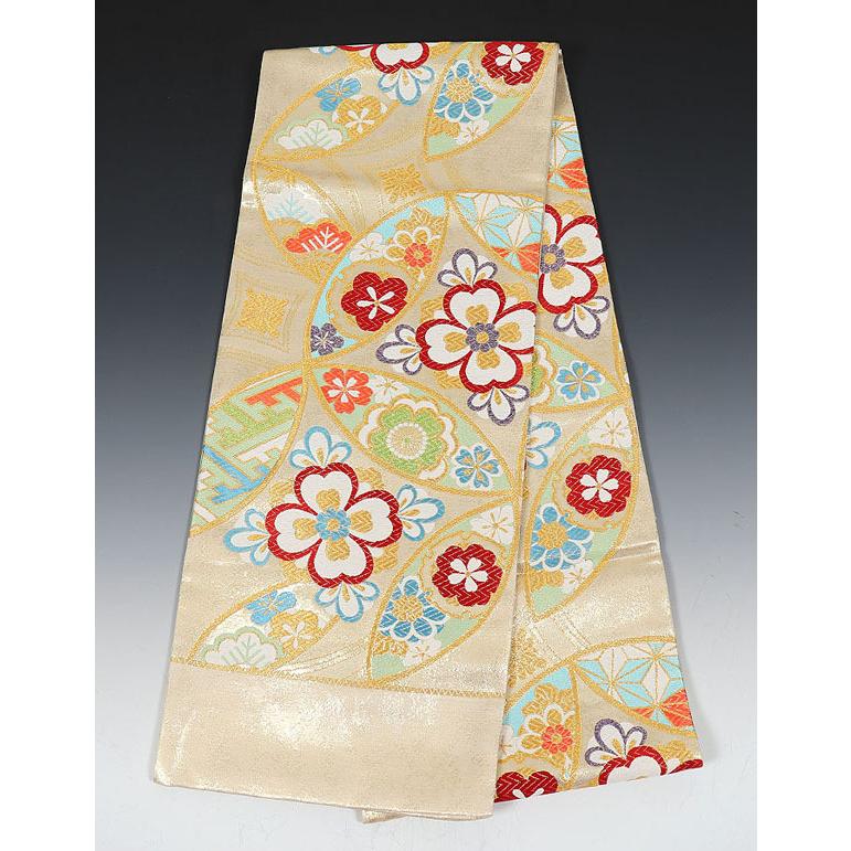 振袖用袋帯 isb124 成人式振袖 金地・ゴールド/七宝柄 【振袖セット