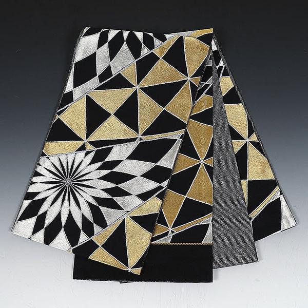 振袖用袋帯 isc324 成人式振袖 ブラック・黒地/菊柄 【振袖セット適応