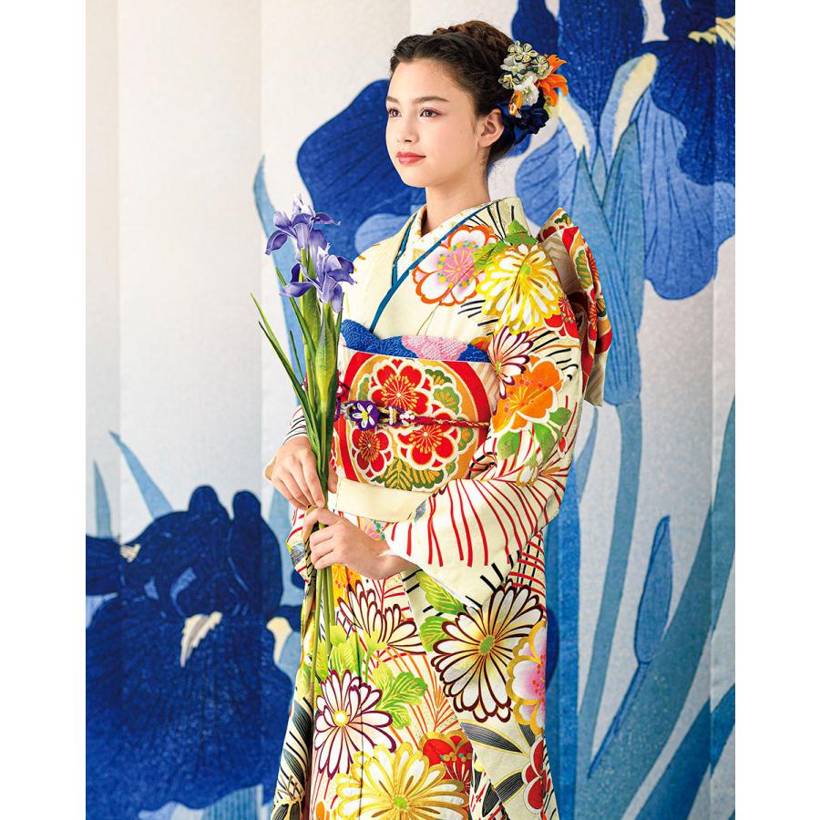 お誂え仕立付振袖 成人式振袖購入 mc302-1 ホワイト・白地