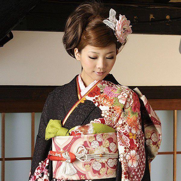 振袖用-膨れ織帯揚げ 桜刺繍入り nmo3001 若草色・グリーン 振袖用-膨れ織帯揚げ 桜刺繍入り nmo3001 若草色・グリーン