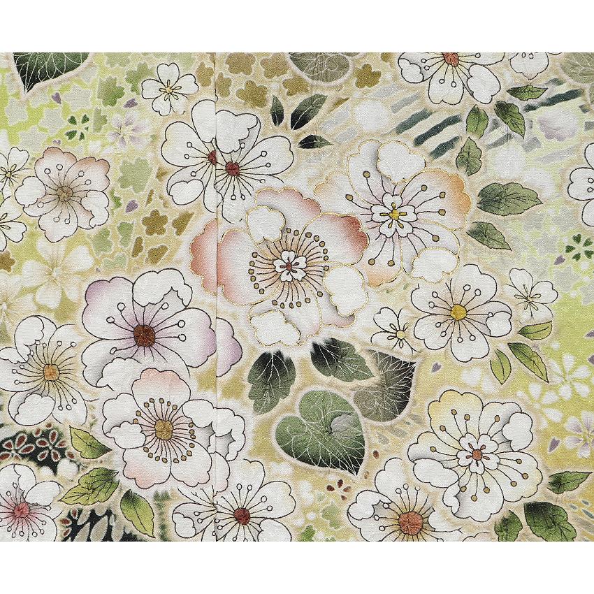 単品振袖 成人式振袖購入 s3301-1 白地に緑ぼかし/辻が花文様 単品振袖 成人式振袖購入 s3301-1 白地に緑ぼかし/辻が花文様