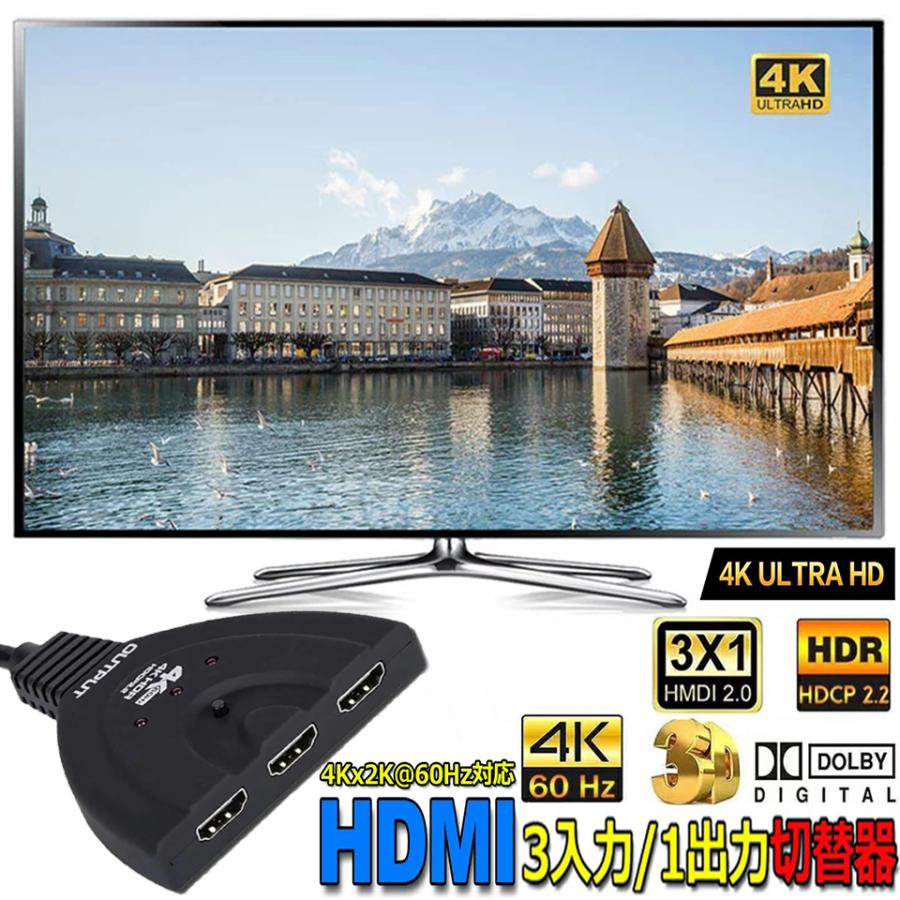 HDMI 切替器 分配器 セレクタ 3入力1出力 4K対応 HDMI切替器 HDMI分配器 電源不要 AppleTV｜kyo5301130｜02