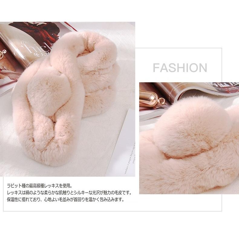 レディース マフラー ふわふわ ボンボン付き フォックスファー ファー