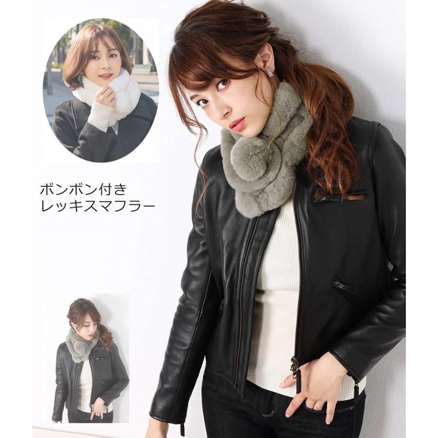 レディース マフラー ふわふわ ボンボン付き フォックスファー ファー