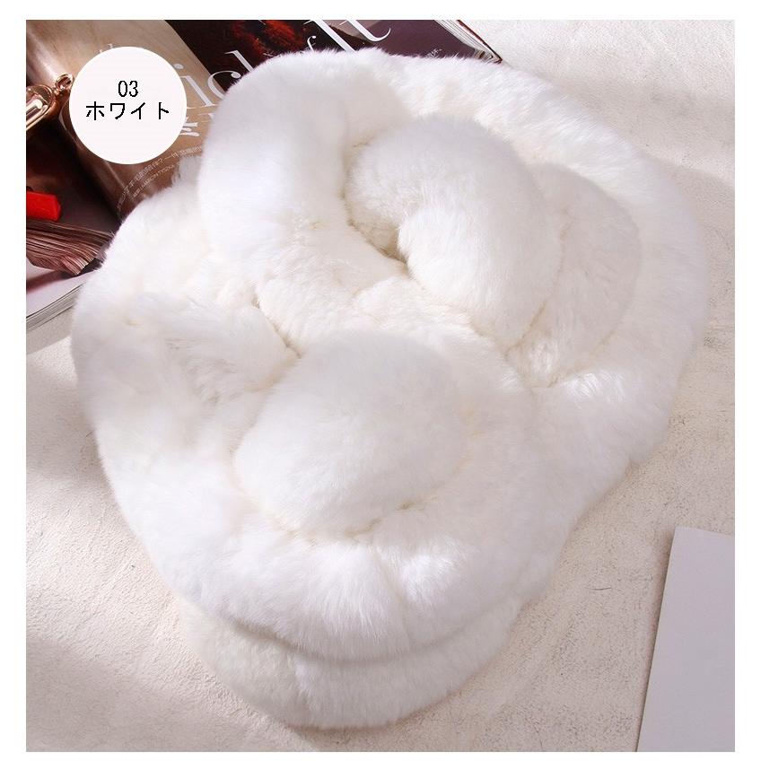 レディース マフラー ふわふわ ボンボン付き フォックスファー ファー