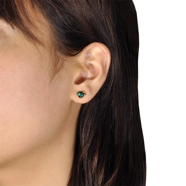 アレキサンドライト ピアス K18ピンクゴールド ハート 蝶 6月誕生石 プレゼント クレサンベール 京セラの画像