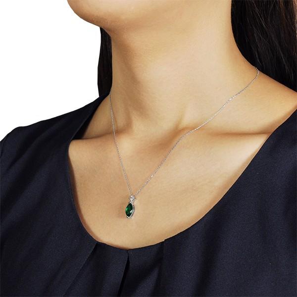 エメラルド ネックレス K18ホワイトゴールド マーキス 5mm*10mm 5月誕生石 プレゼント クレサンベール 京セラ 爆買の画像