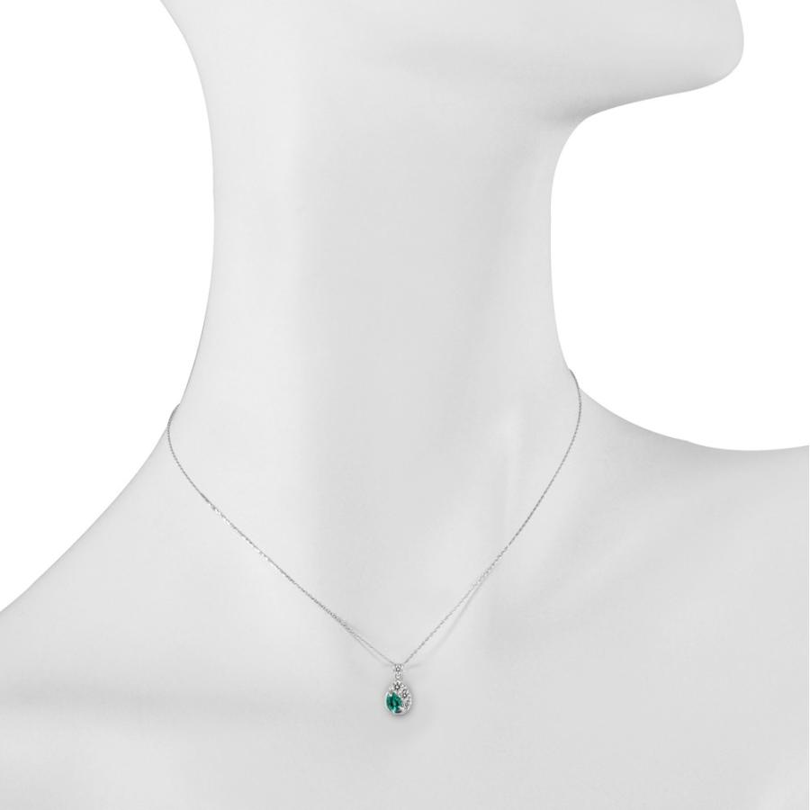エメラルド ネックレス K18ホワイトゴールド ペアシェイプ 5月誕生石 プレゼント クレサンベール 京セラの画像