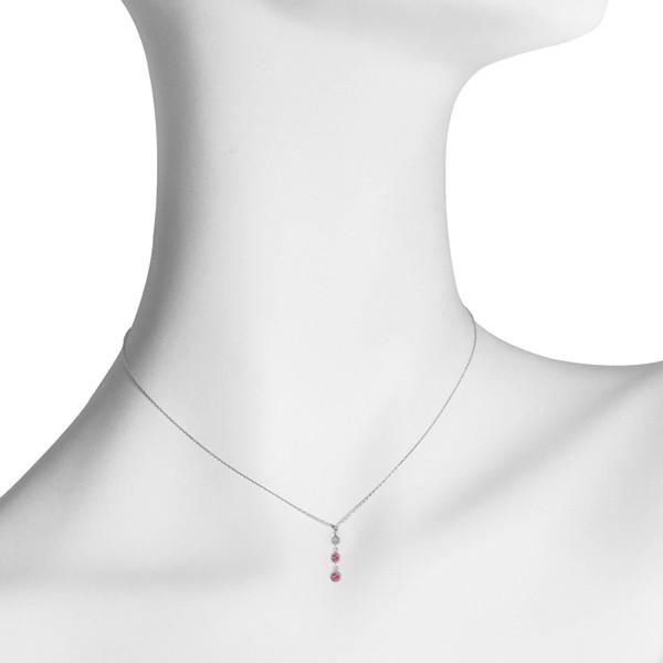 パパラチアサファイア ネックレス K10ホワイトゴールド ラウンド 2mm 2石 9月誕生石 プレゼント クレサンベール 京セラの画像