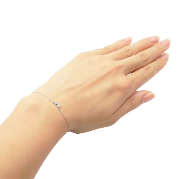 ダイヤモンド ブレスレット K18ホワイトゴールド 合計0.05ct ハート  プレゼント 天然石 京セラの画像