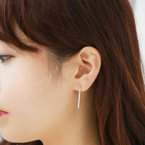 ダイヤモンド ピアス プラチナ 合計0.5ct テニス ストレート 4月誕生石 プレゼント 京セラの画像