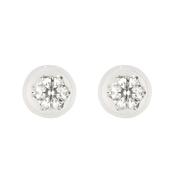ダイヤモンド ピアス プラチナ ハート&キューピッド スタッド 一粒 合計0.20ct H&C鑑別書付 プレゼント 天然石 4月誕生石 京セラの画像