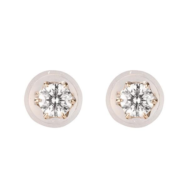 ダイヤモンド ピアス K18ピンクゴールド ハート&キューピッド スタッド 一粒 合計0.20ct H&C鑑別書付 プレゼント 天然石 4月誕生石 京セラの画像