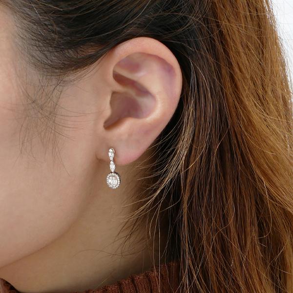 KYOCERA ダイヤモンド ピアス K18ホワイトゴールド テーパーバケット  