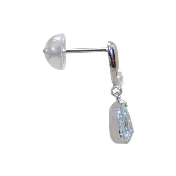 アクアマリン ピアス K18ホワイトゴールド ペアシェイプ 4mm*6mm 3月誕生石 プレゼント 天然石 京セラの画像