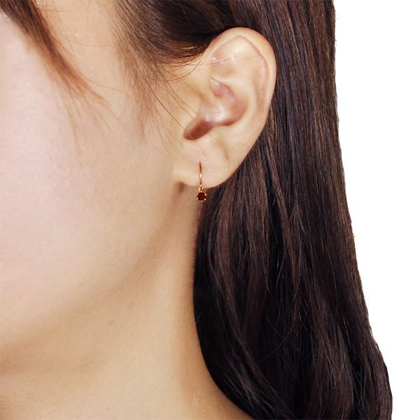 ガーネット ピアス K18ピンクゴールド アメリカンフック ラウンド 3mm*3mm 1月誕生石 プレゼント 天然石 京セラの画像