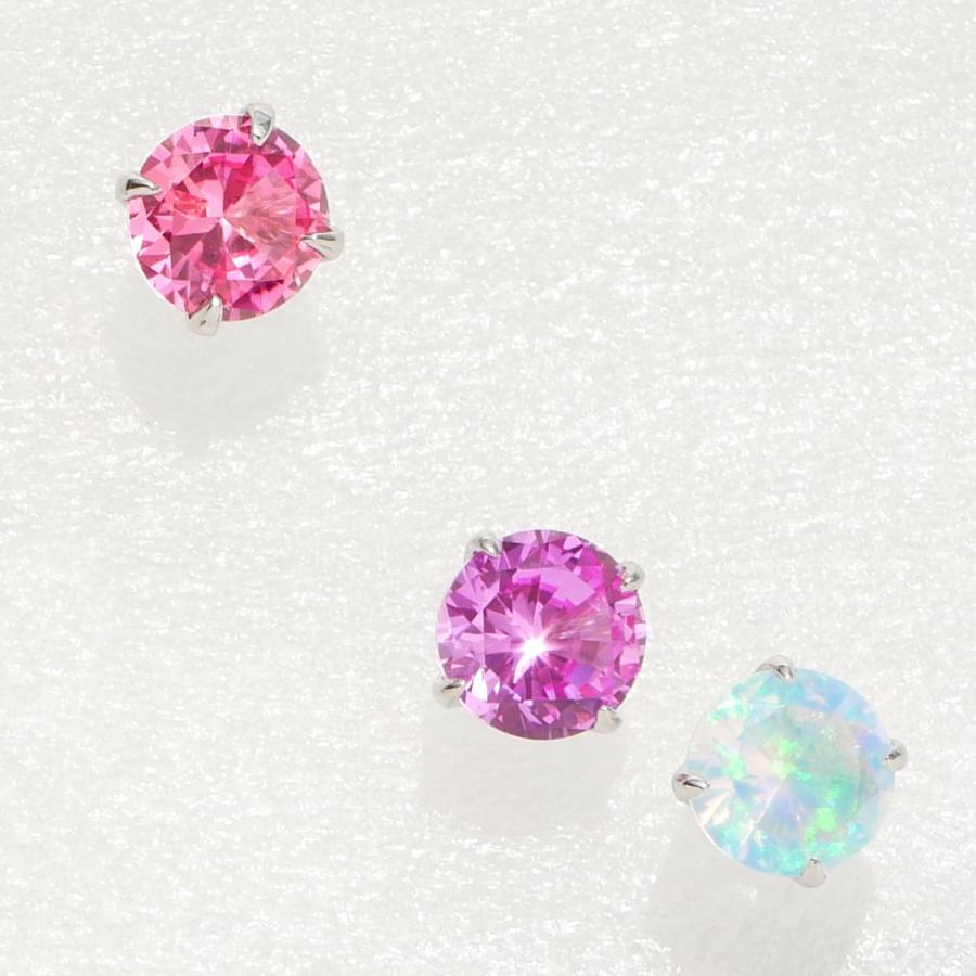 ウォーターオパール ピアス プラチナ スタッド ラウンドブリリアントカット 10月誕生石 プレゼント クレサンベール 京セラの画像