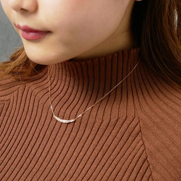 ダイヤモンド ネックレス K18ピンクゴールド テーパーバケット デコルテ パヴェ 合計0.25ct プレゼント 天然石 京セラ 爆買の画像
