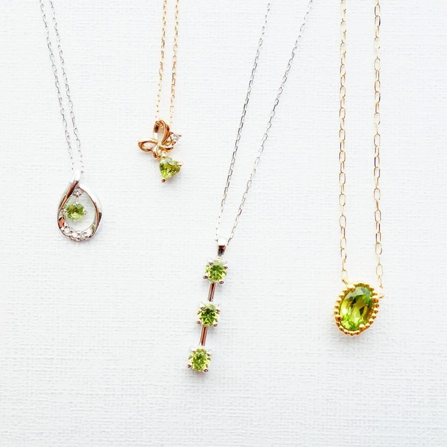ペリドット ネックレス K18ピンクゴールド ハート 蝶 8月誕生石 プレゼント 天然石 京セラの画像