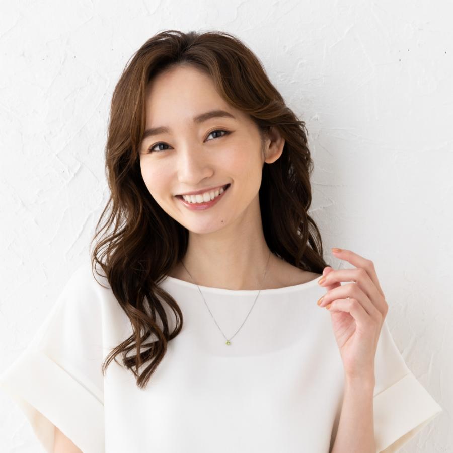 ペリドット ネックレス プラチナ ラウンド 一粒 8月誕生石 プレゼント 天然石 京セラの画像