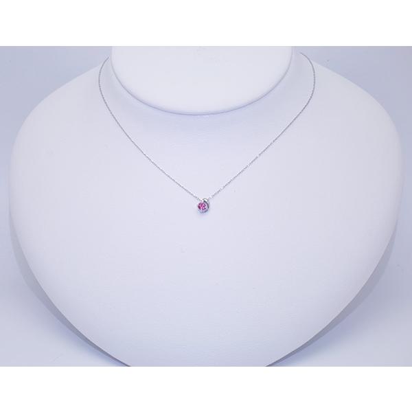 パパラチア ネックレス プラチナ 9月誕生石 ラウンド 3mm しずくモチーフ プチ  プレゼント クレサンベール 京セラの画像