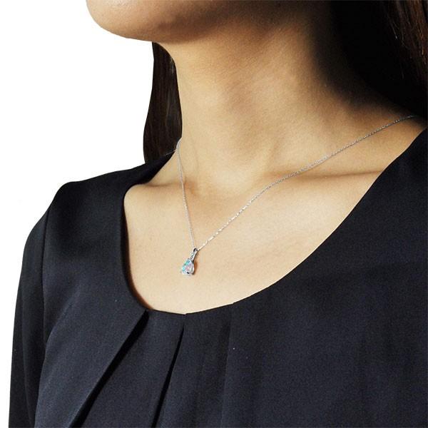 ウォーターオパール ネックレス K18ホワイトゴールド ペアシェイプ メレダイヤ2石 10月誕生石 プレゼント クレサンベール 京セラの画像