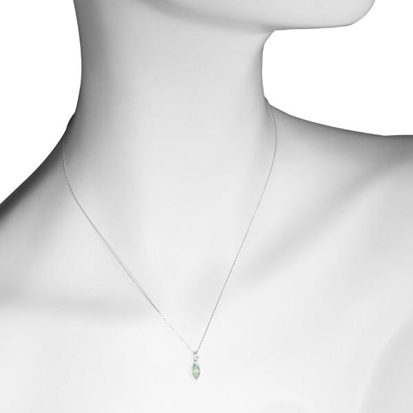 ウォーターオパール ネックレス K18ホワイトゴールド マーキス 8mm*4mm 10月誕生石 プレゼント クレサンベール 京セラの画像