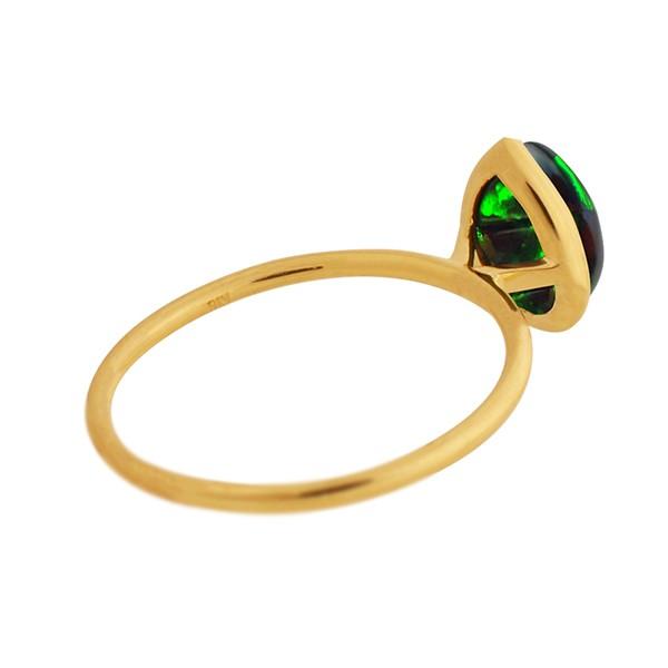 KYOCERA ブラックオパールリング 1ct ペアシェイプカボションカット  