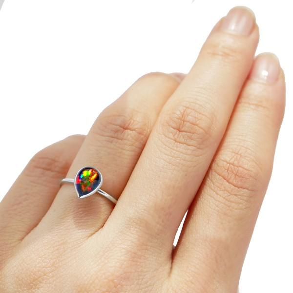 ブラックオパール リング 指輪 プラチナ 月誕生石 1カラットサイズ
