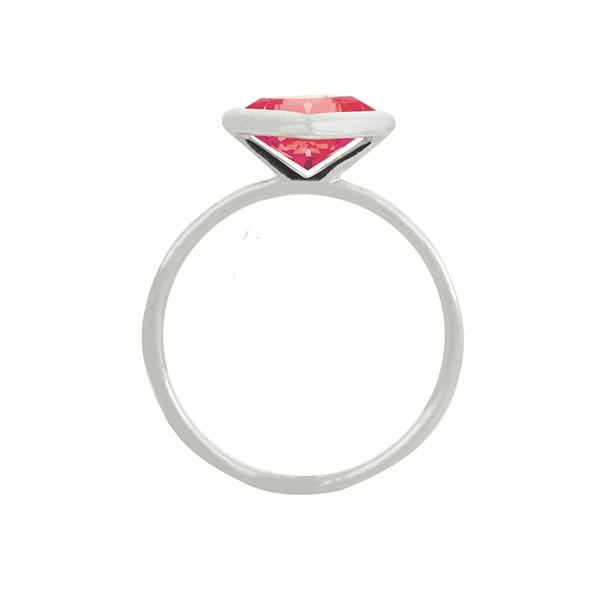 パパラチア リング 指輪 プラチナ 9月誕生石 1カラットUP フクリン プリンセスカット プレゼント クレサンベール 京セラの画像
