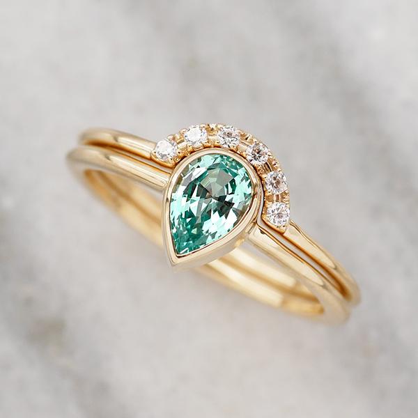 グリーンクリソベリル リング 指輪 K10イエローゴールド 3way ペア  