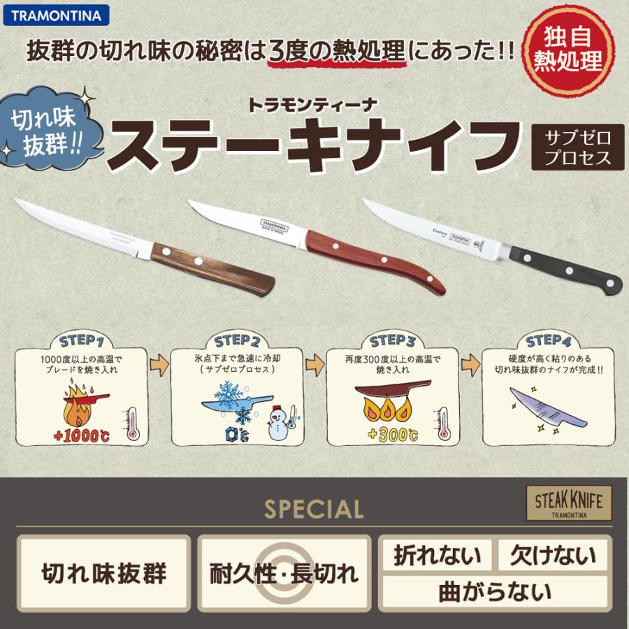 値引きする Tramontina ステーキナイフ 22cm 刃渡り4インチ 12本 ポリウッドプラス 食洗機対応 数量限定 特売 Tprepara Cl