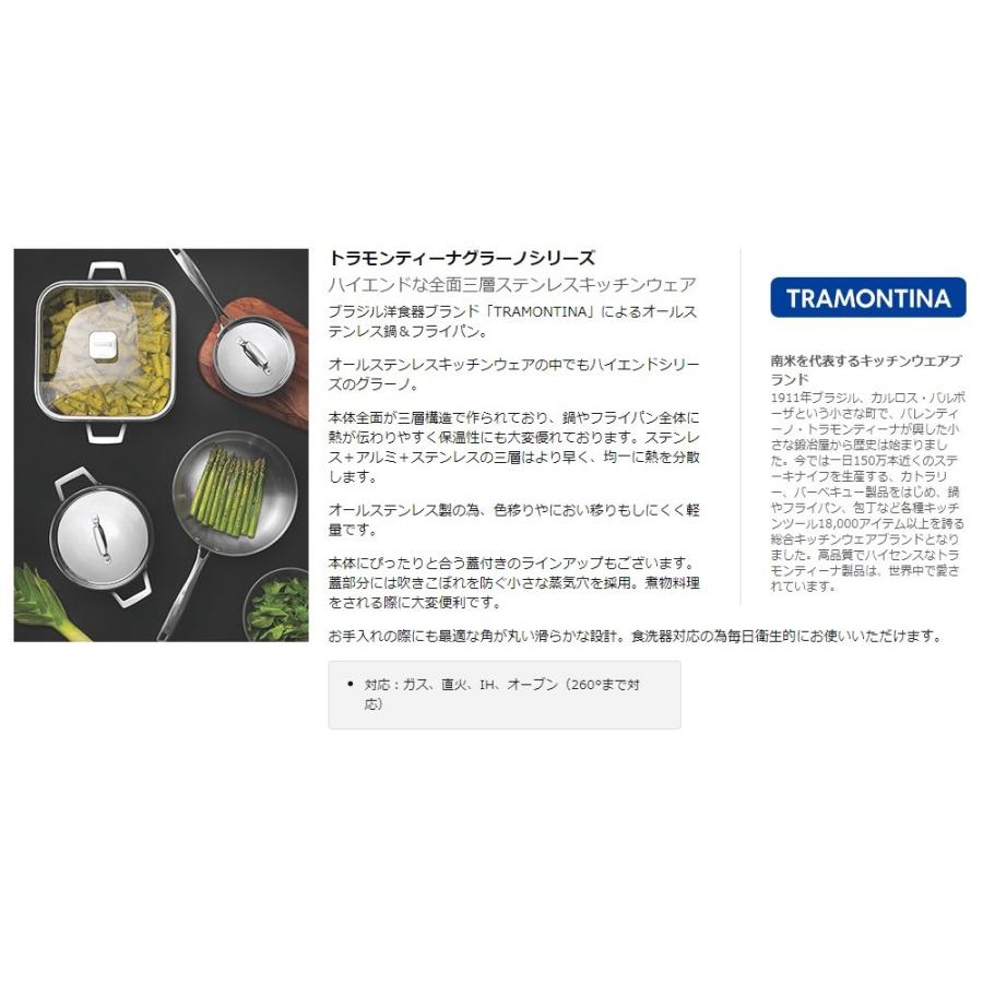 【送料無料】TRAMONTINA グラーノ ディープキャセロール 20cm トラモンティーナの画像