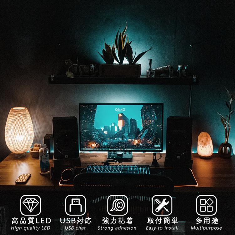 LEDテープライト 2m LEDテープ USB対応 SMD 3528 背景照明用LED 高輝度