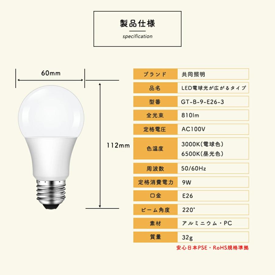 共同照明 LED電球 E26 60W形相当 広配光 電球色 昼光色 E26口金 共同照明 LED電球 E26 60W形相当 広配光 電球色 昼光色 E26口金